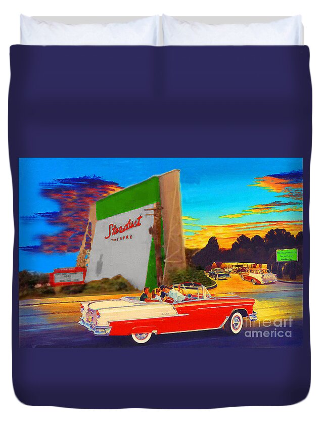 Drive Duvet Cover featuring the photograph Stardust Drive In Seymour IN by Jost Houk