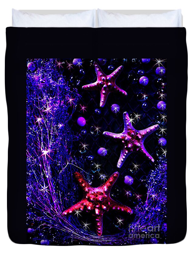 Starfish Galaxy Duvet Cover featuring the digital art Starfish Galaxy by Pat Davidson