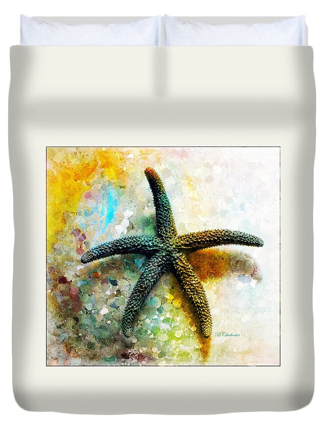 Florida Duvet Cover featuring the painting Starfish Impression by Barbara Chichester