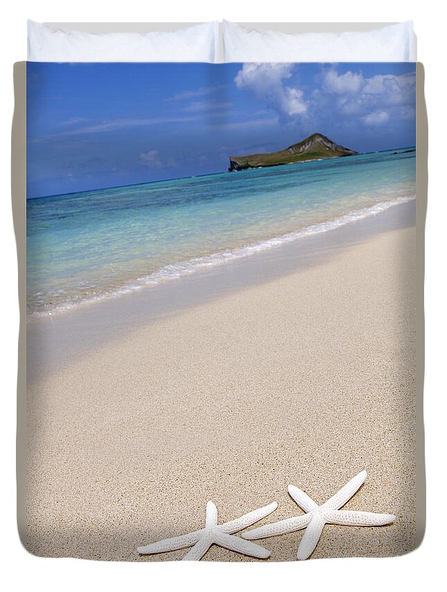 Beach Duvet Cover featuring the photograph Starfish on Beach by Brandon Tabiolo