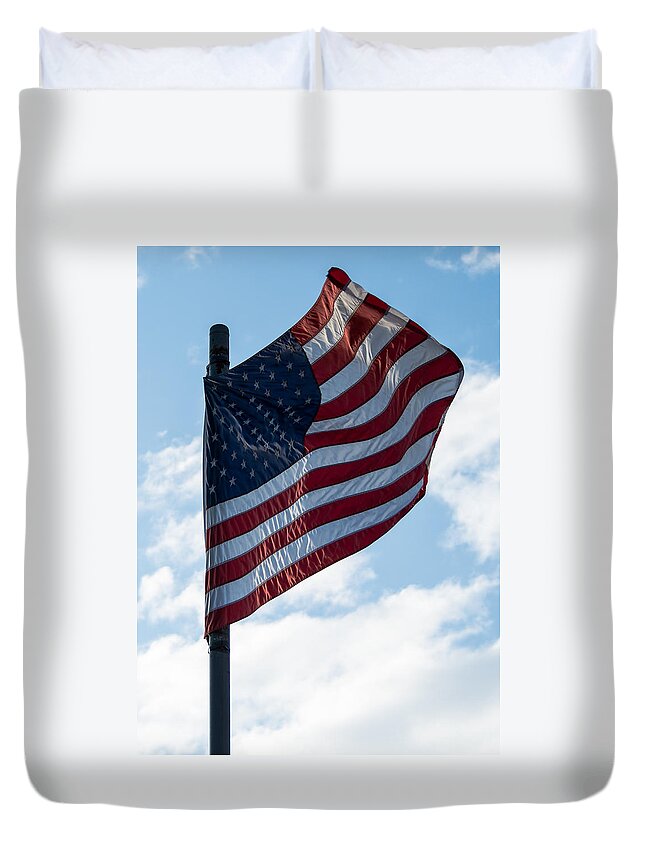 Flag Duvet Cover featuring the photograph Stars and Stripes by Holden The Moment