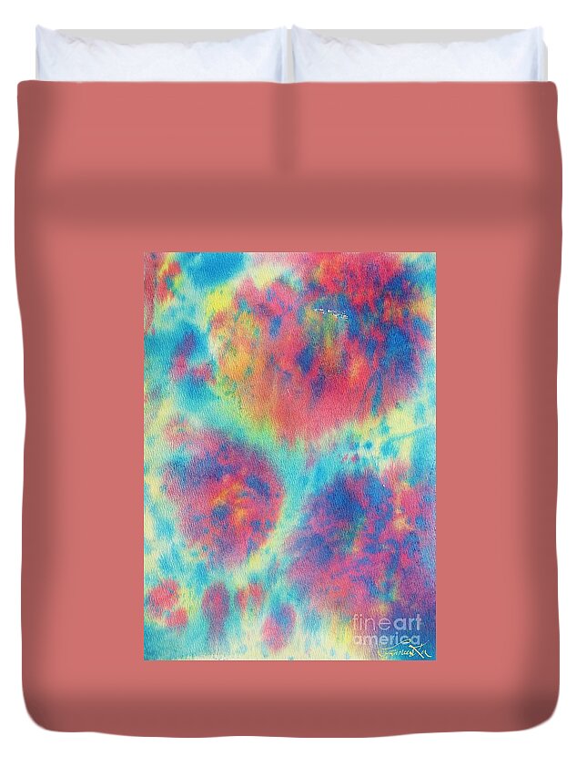Abstract Duvet Cover featuring the painting Stars Are Born by Frances Ku