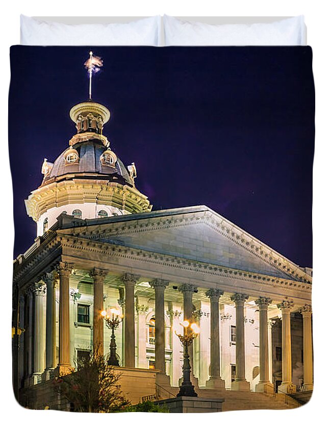 1903 Duvet Cover featuring the photograph Stars Over State House by Traveler's Pics