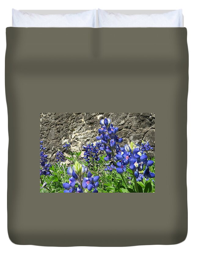 Flower Duvet Cover featuring the photograph State Flower of Texas - Bluebonnets by Ella Kaye Dickey