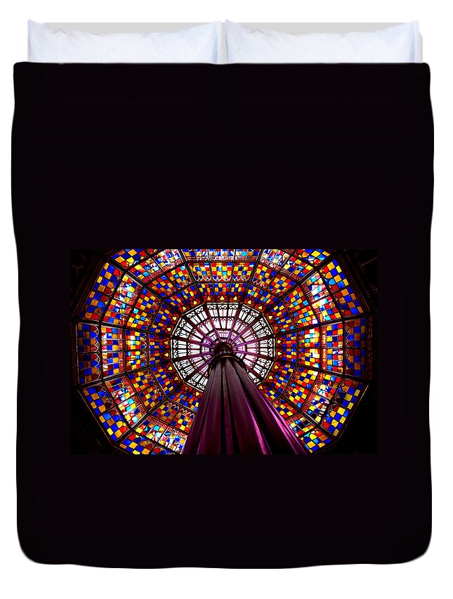 Stained Glass Duvet Cover featuring the photograph State House Dome by Norma Brock