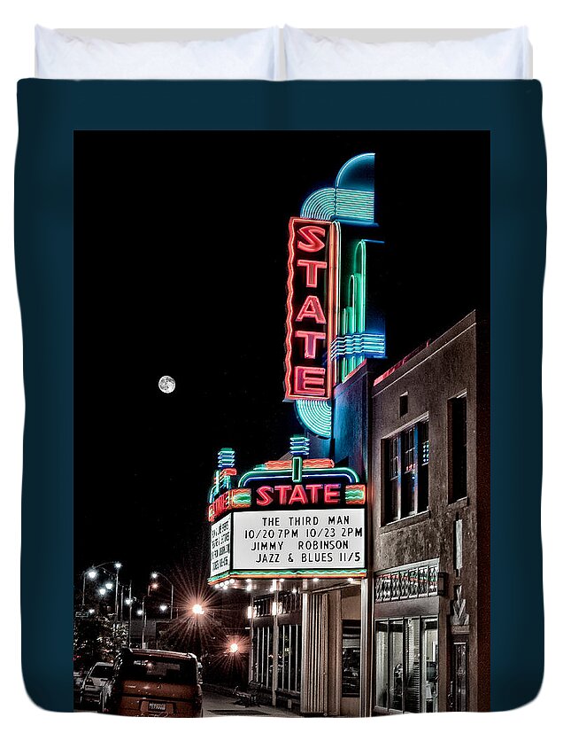 Hdr Duvet Cover featuring the photograph State Theater by Jim Thompson