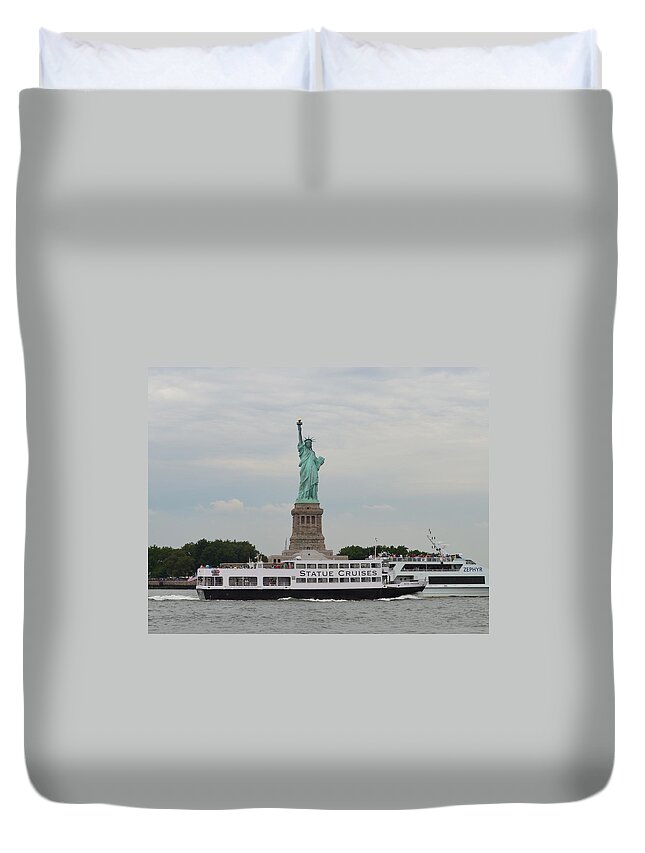 Liberty Duvet Cover featuring the photograph Statue Cruises by Richard Bryce and Family