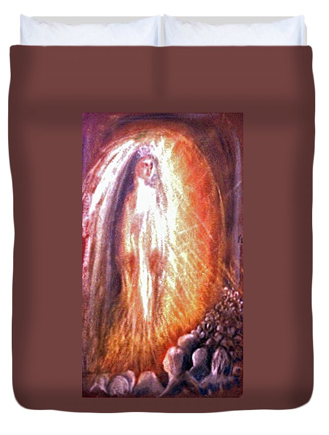 Edwards Duvet Cover featuring the drawing Statues at the Shrine by Michael Anthony Edwards