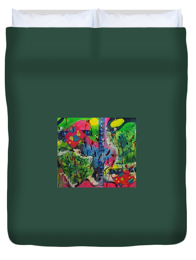 Abstract Duvet Cover featuring the painting Stay Cool by Yael VanGruber
