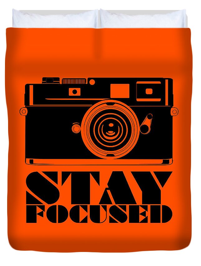 Motivational Duvet Cover featuring the digital art Stay Focused Poster by Naxart Studio