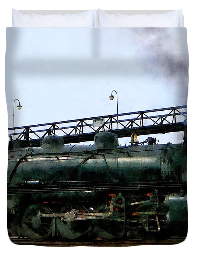 Trains Duvet Cover featuring the photograph Steam Locomotive by Susan Savad