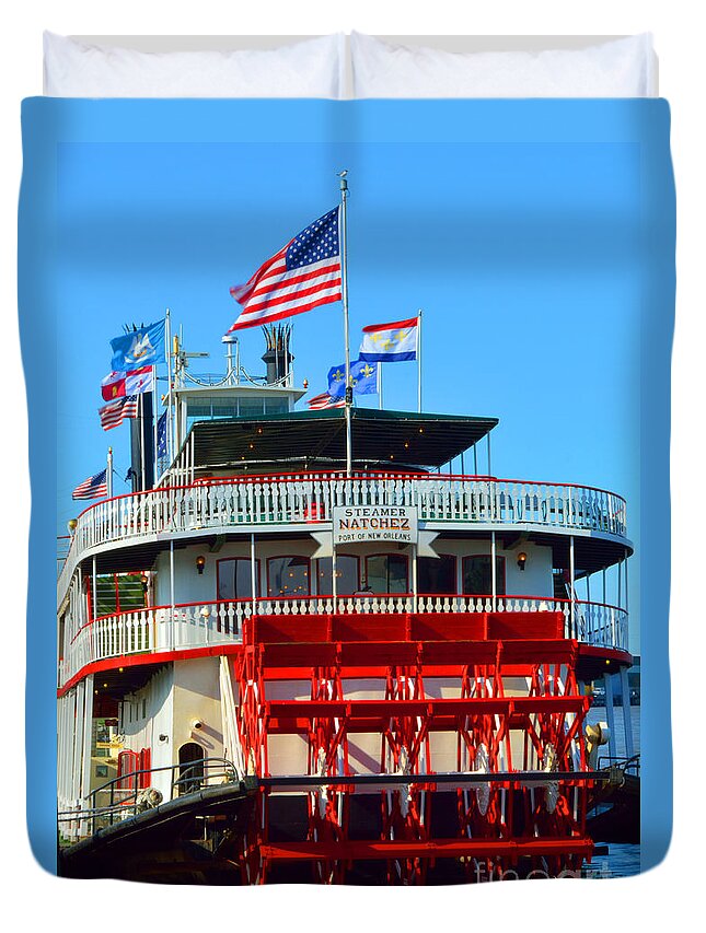 Mississippi River Duvet Cover featuring the photograph Steamer Natchez in New Orleans by Alys Caviness-Gober