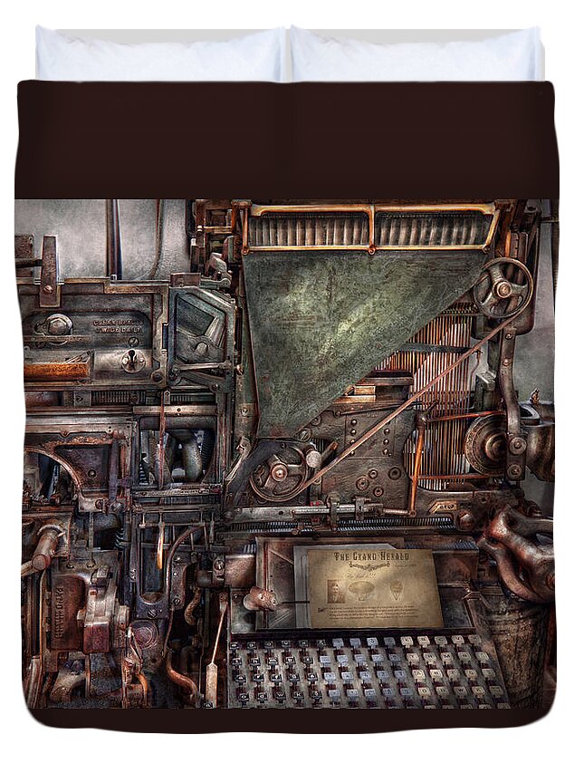 Steampunk Duvet Cover featuring the photograph Steampunk - Machine - All the bells and whistles by Mike Savad