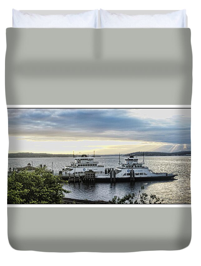 Ferry Duvet Cover featuring the photograph Steilacoom Ferry by Ron Roberts