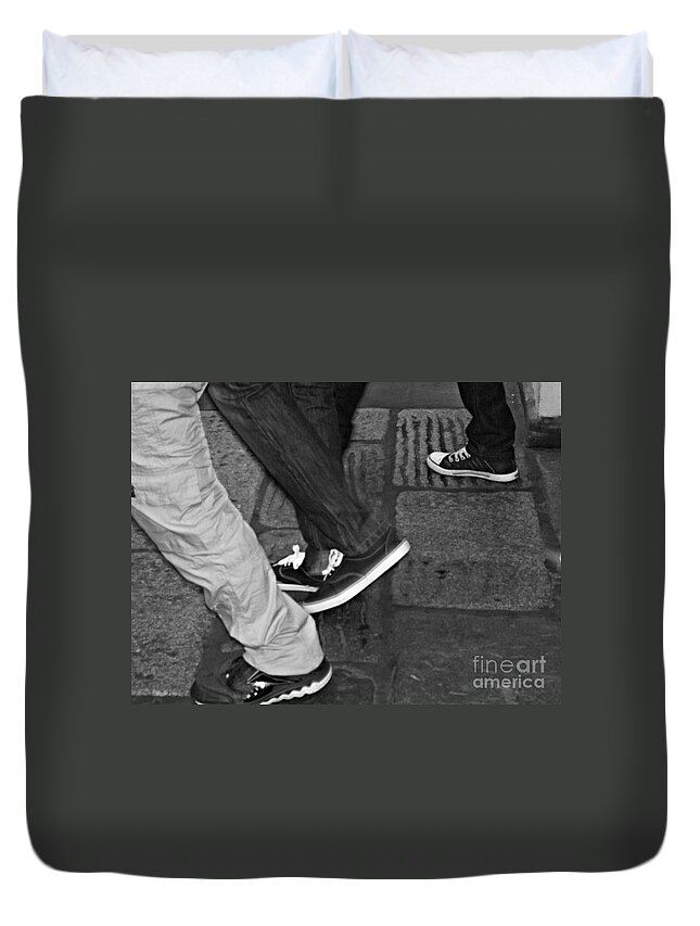 Walking Duvet Cover featuring the photograph Stepping out by Clare Bevan
