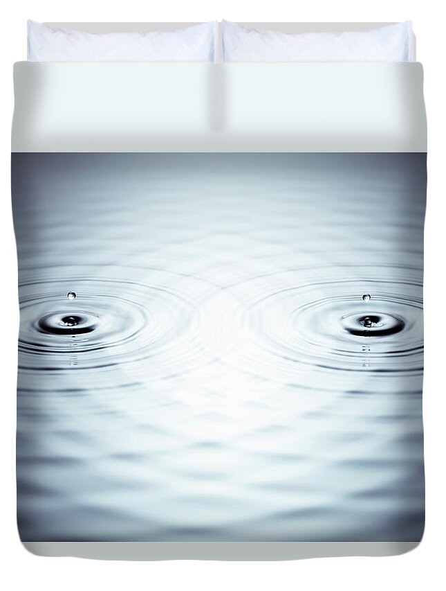 Concepts & Topics Duvet Cover featuring the photograph Stereo - Drop Water Wave Abstract by Thomasvogel