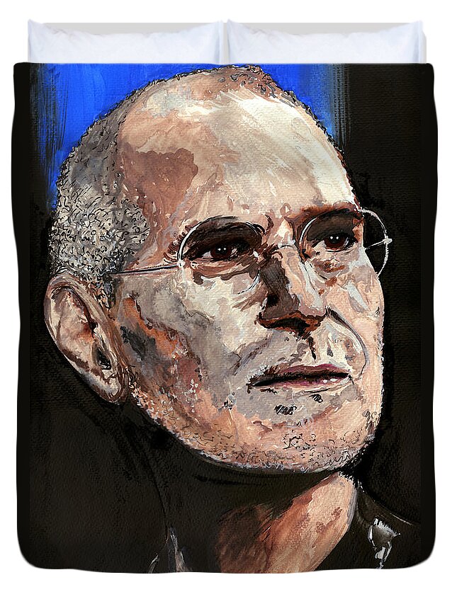 Steve Duvet Cover featuring the painting Steven Paul Jobs by Gordon Dean II