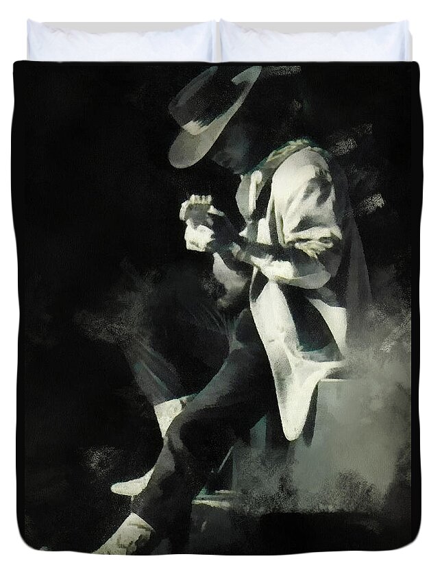 Wright Fine Art Duvet Cover featuring the digital art Stevie Ray by Paulette B Wright