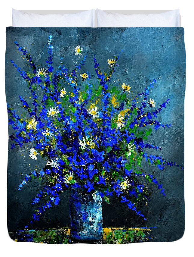 Flowers Duvet Cover featuring the painting Still life 675130 by Pol Ledent