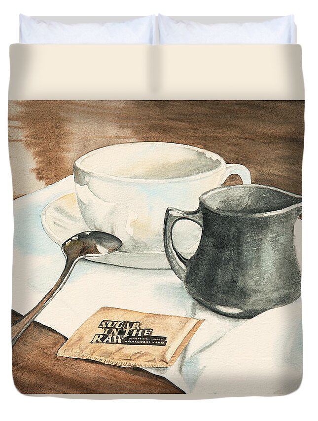 Still Life Duvet Cover featuring the painting Still Life with Sugar by Masha Batkova