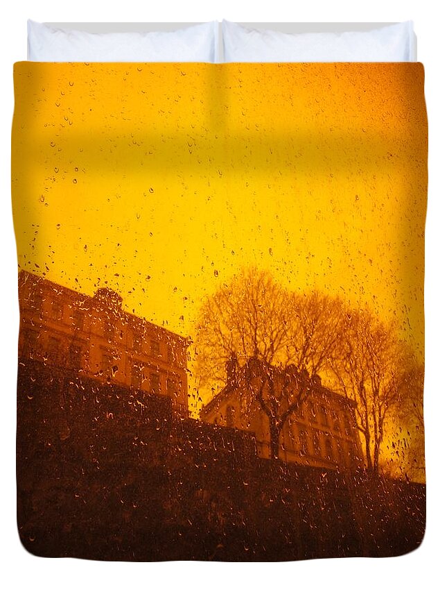 Raindrops Duvet Cover featuring the photograph Stockholm the heights of south in silhouette by Rosita Larsson