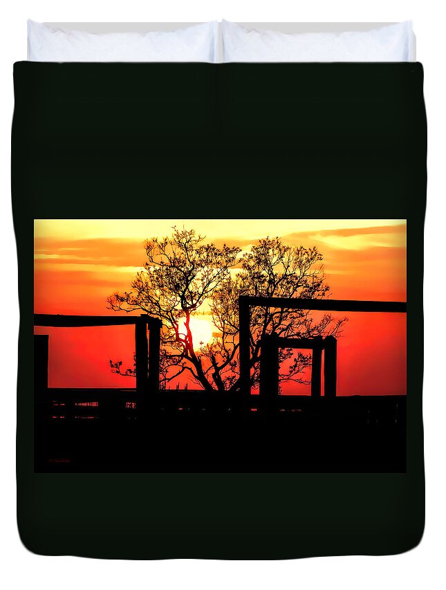 Texas Photograph Duvet Cover featuring the photograph Stockyard Sunset by Lucy VanSwearingen