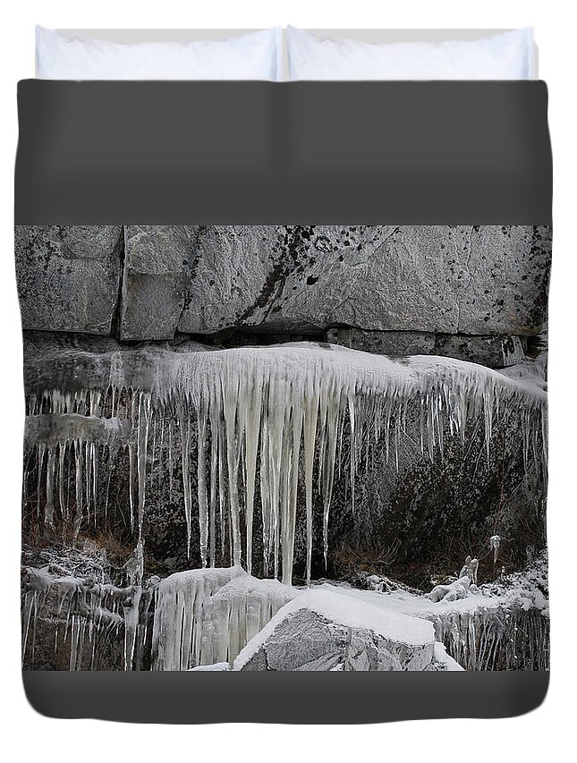 Stone Duvet Cover featuring the photograph Stone and Ice by Pekka Sammallahti