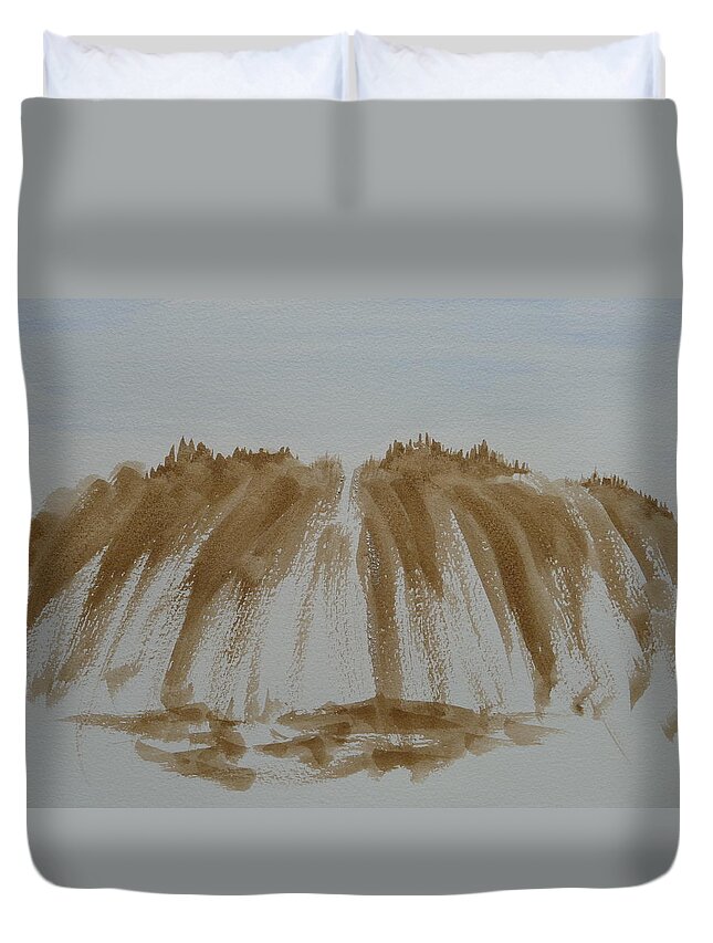Stone Mountain State Park Duvet Cover featuring the painting Stone Mountain Sketch by Joel Deutsch