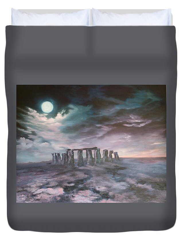 Stonehenge Duvet Cover featuring the painting Stonehenge in Wiltshire by Jean Walker