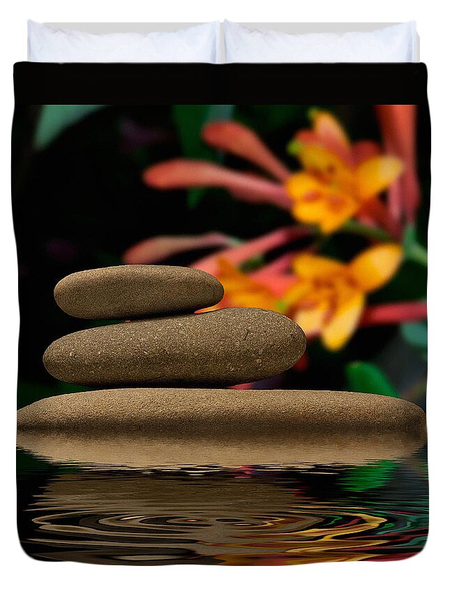 Water Duvet Cover featuring the photograph Stones 2 by WB Johnston