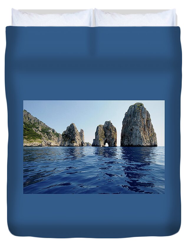 Tyrrhenian Sea Duvet Cover featuring the photograph Stones Of Capri Island From Italy by Aureliangogonea