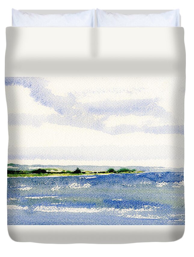 Stonington Point Duvet Cover featuring the painting Stonington Point East by Paul Gaj