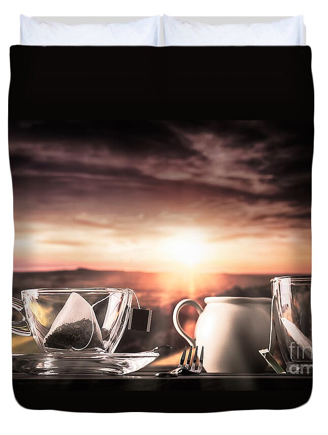 Tea Duvet Cover featuring the photograph Storm in a teacup by Simon Bratt
