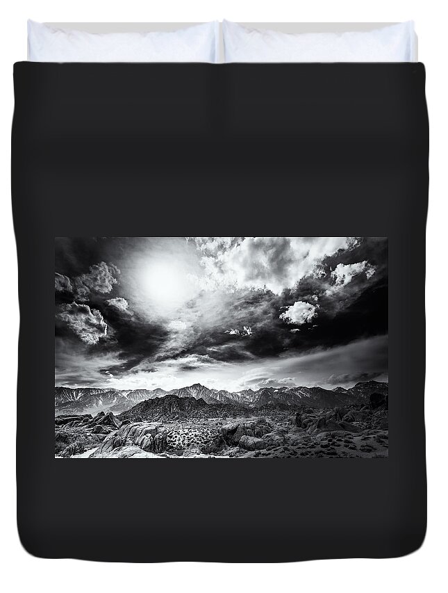 Alabama Hills Duvet Cover featuring the photograph Storm in the Alabama Hills by Jennifer Magallon