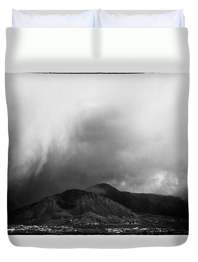 Film Noir Duvet Cover featuring the photograph Storm Over Mt Paul by Theresa Tahara