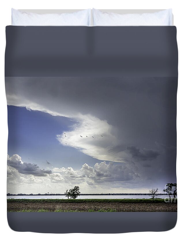Overholser Lake Duvet Cover featuring the photograph Storm over the lake by Betty LaRue