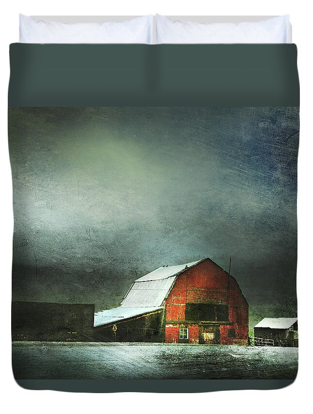 Red Barn Duvet Cover featuring the photograph Storm by Theresa Tahara