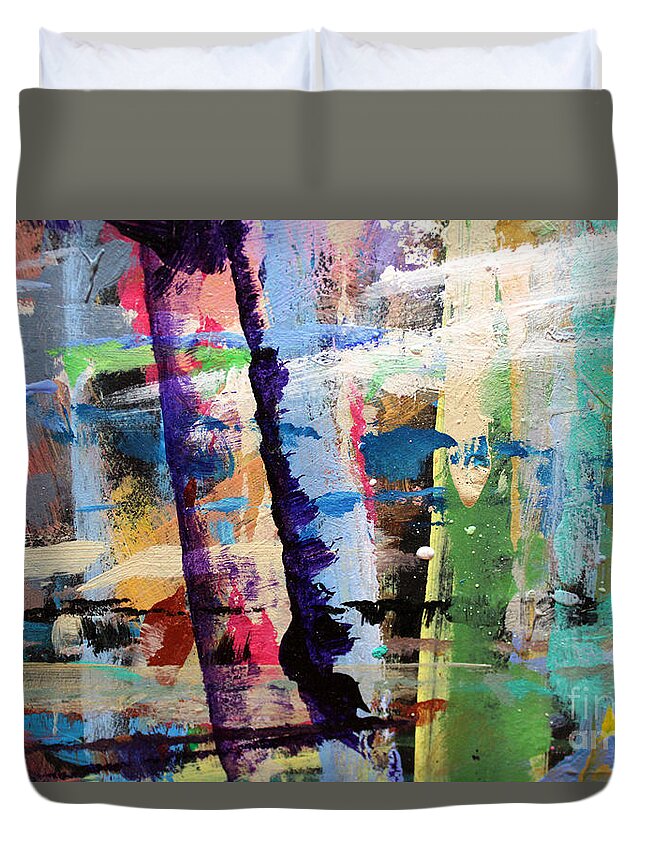 Woods Duvet Cover featuring the painting Stormy Meadow by Stacey Zimmerman