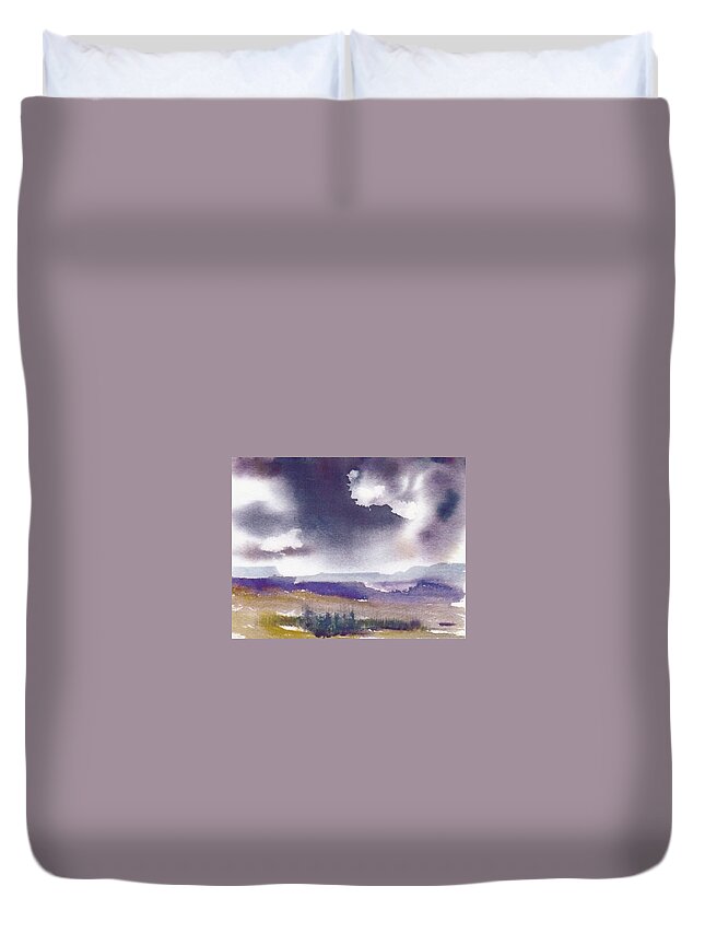 Clouds Duvet Cover featuring the painting Stormy Skies by Anne Duke