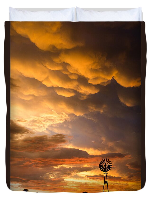 Dakota Duvet Cover featuring the photograph Stormy Sunrise by Greni Graph
