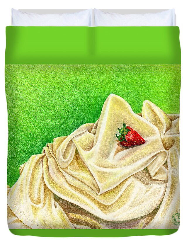 Strawberry Duvet Cover featuring the painting Strawberry Passion by Nancy Cupp