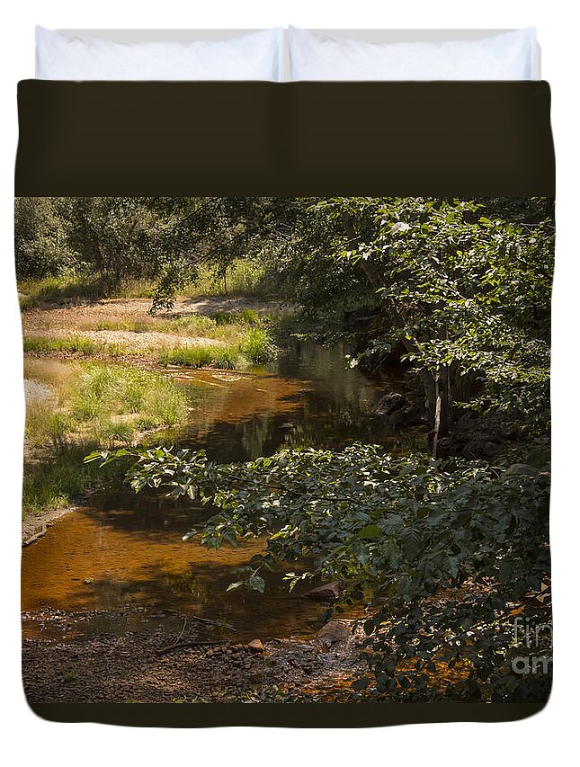 Yosemite National Park California Parks Landscape Landscapes Stream Streams Water Tree Trees Duvet Cover featuring the photograph Stream Color by Bob Phillips