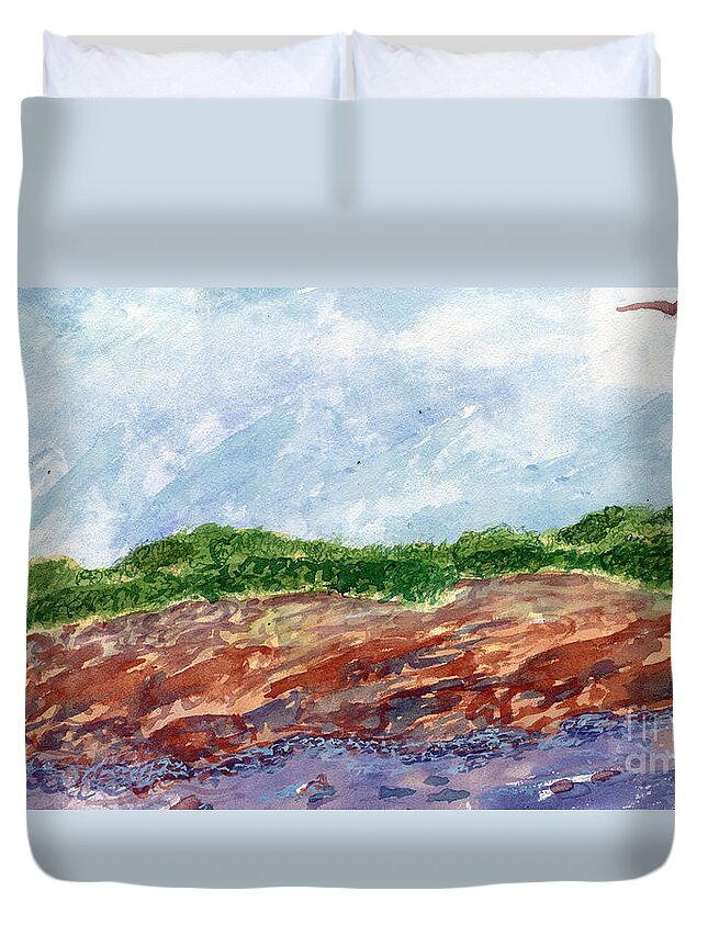 Watercolor Duvet Cover featuring the painting Stream Of the Sky by Victor Vosen