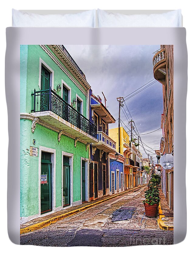 Old San Juan Duvet Cover featuring the photograph Streets of Old San Juan by Olga Hamilton