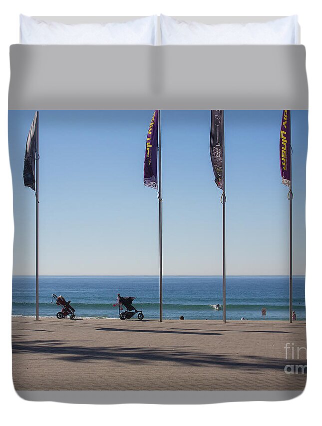 Manly Duvet Cover featuring the photograph Strollers at Manly Beach by Sheila Smart Fine Art Photography