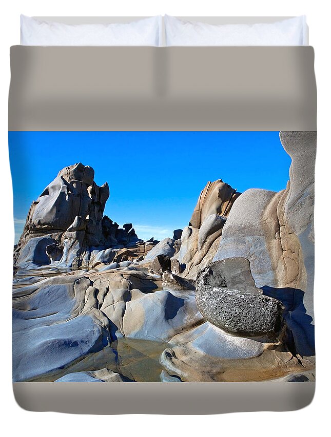 Sandstone Duvet Cover featuring the photograph Stump Beach by Daniel Furon
