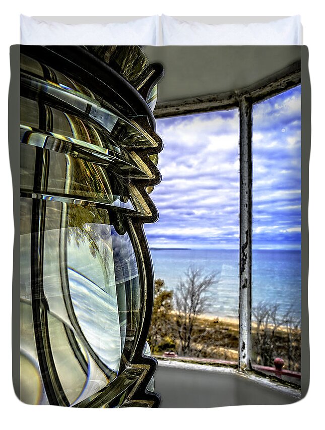 Usa Duvet Cover featuring the photograph Sturgeon Point Lighthouse by LeeAnn McLaneGoetz McLaneGoetzStudioLLCcom