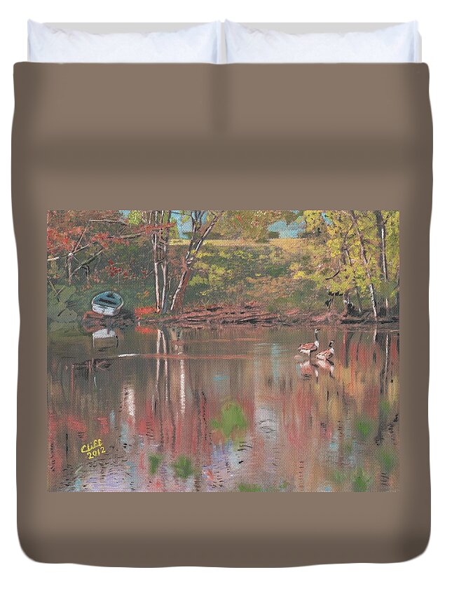 River Duvet Cover featuring the painting Sudbury River by Cliff Wilson