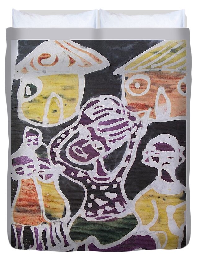 Sickness Duvet Cover featuring the painting Suffering From Sickness by Okunade Olubayo