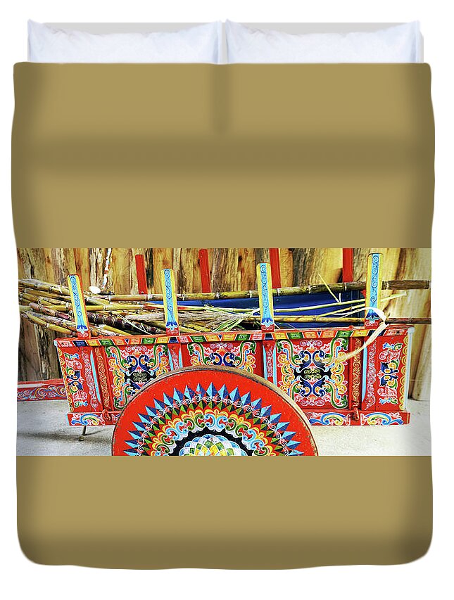 Photography Duvet Cover featuring the photograph Sugar Canes In La Carreta The Oxcart by Panoramic Images